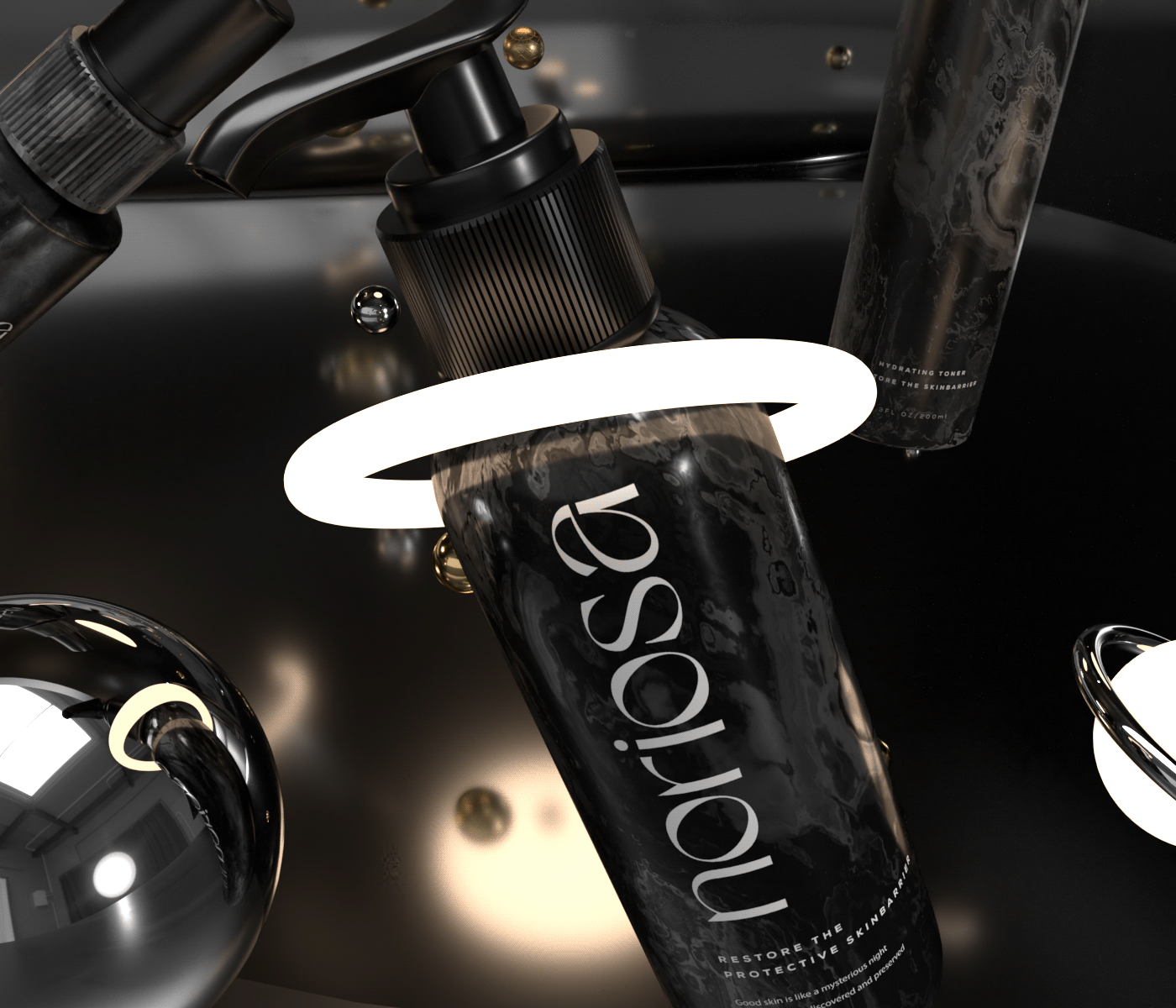 beauty branding  Cosmetic cosmetics Packaging skincare dimension black futuristic packaging design