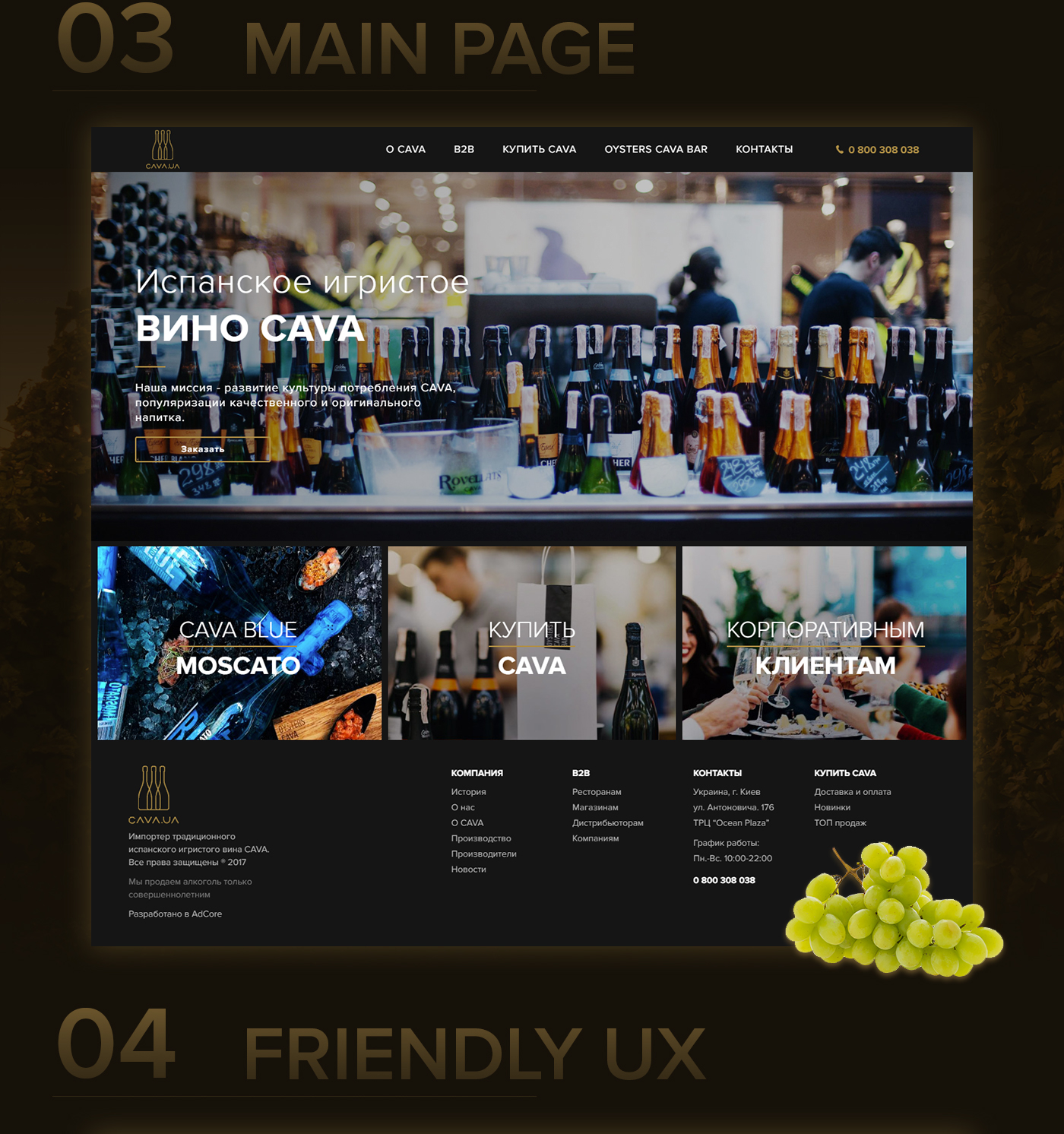 cava design Web site wine grapes b2b UI ux