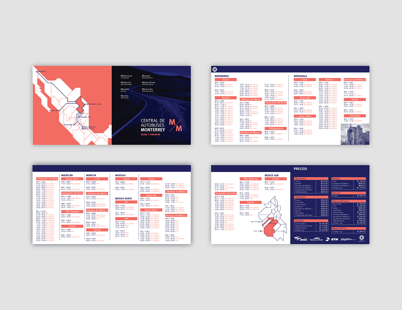 monterrey bus colors flyers map Guide tourism graphic design  editorial design 
