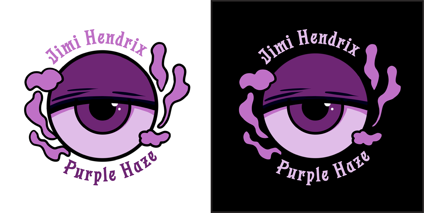 ILLUSTRATION  Jimi Hendrix song music graphic design  purple haze stickers purple tribute art Poster Design
