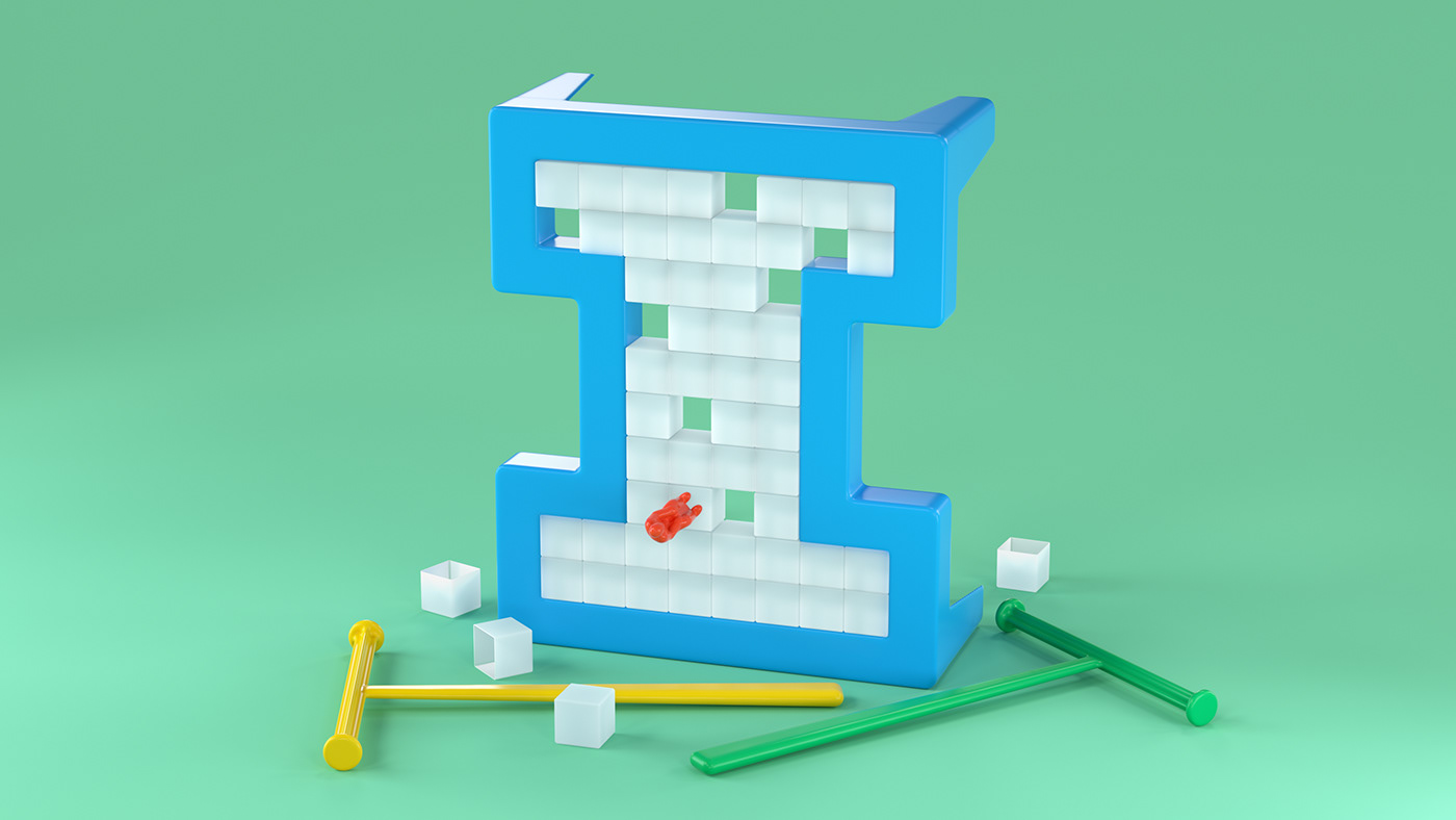90s Toys Nostalgic Don't Break the Ice 3D Letter I by Noah Camp