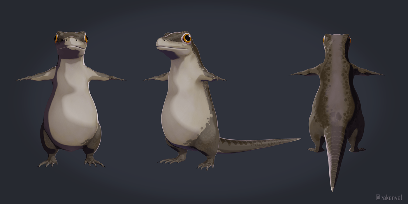 lizard stylized Character 3dcharacter rigging blender toonshader animal cute Charactermodeling