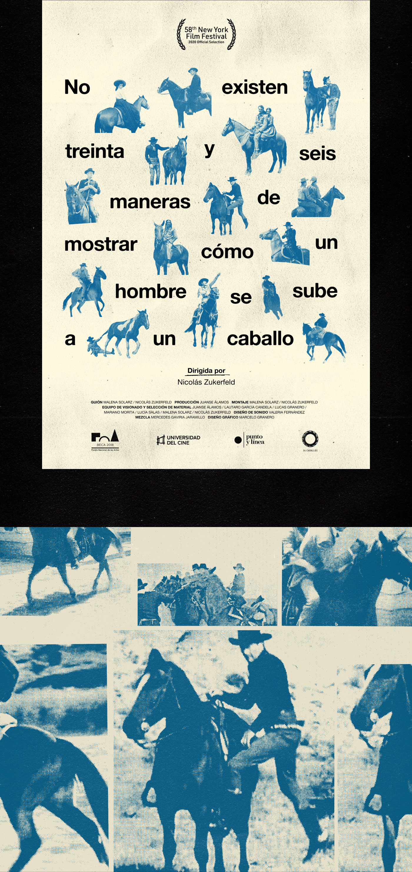 afiche argentina design Film   graphic halftone horses pelicula poster typography  