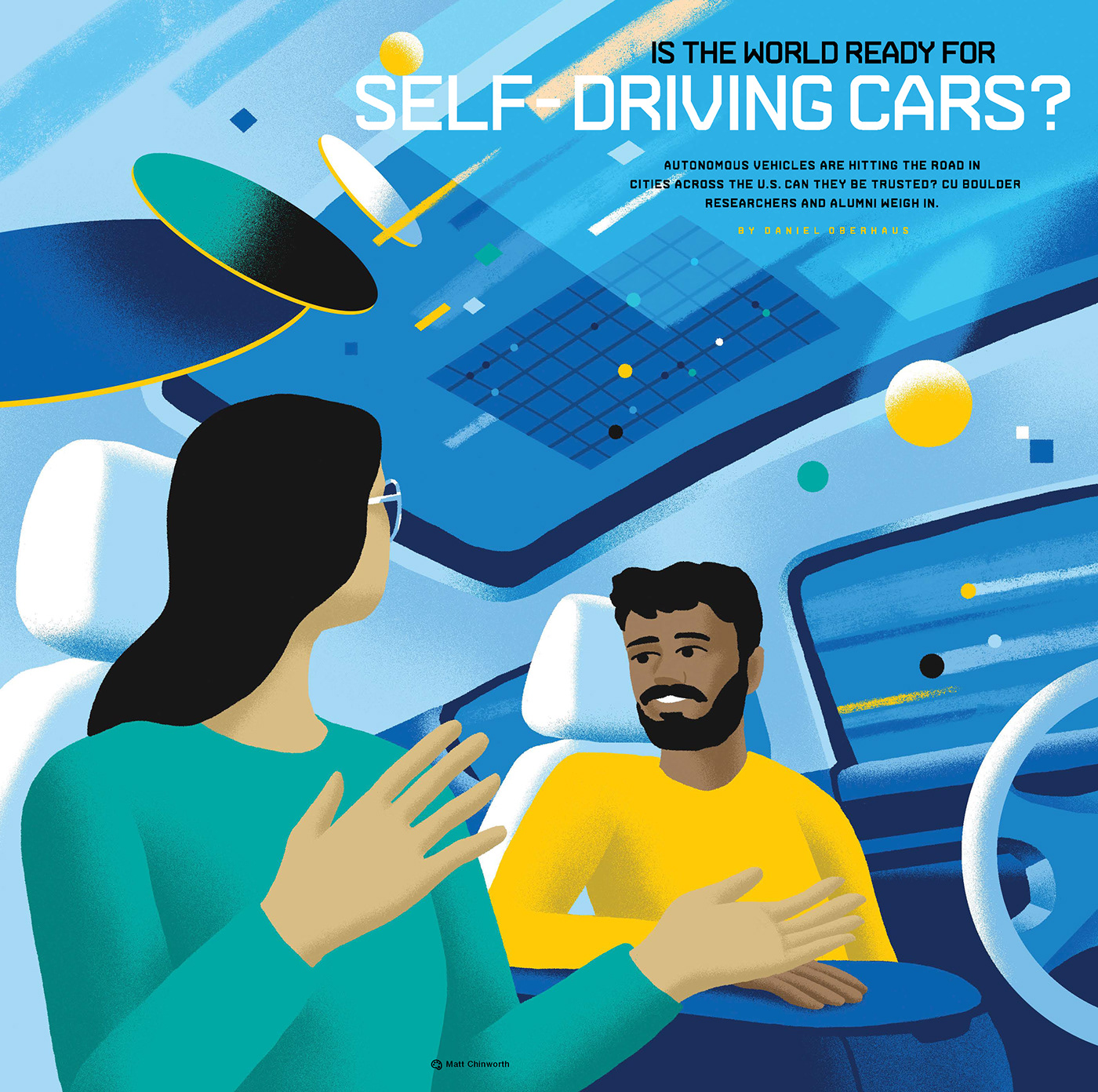 editorial ILLUSTRATION  Editorial Illustration University magazine Technology ai Autonomous automotive   future
