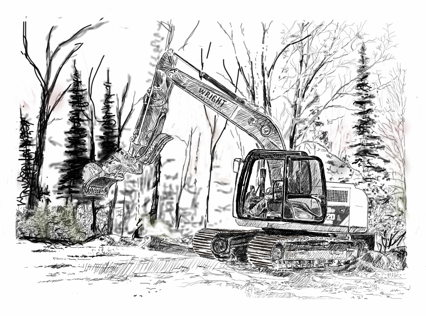 Illustration of a big excavator dredging the ground, hand drawn vector  sketch 11592575 Vector Art at Vecteezy