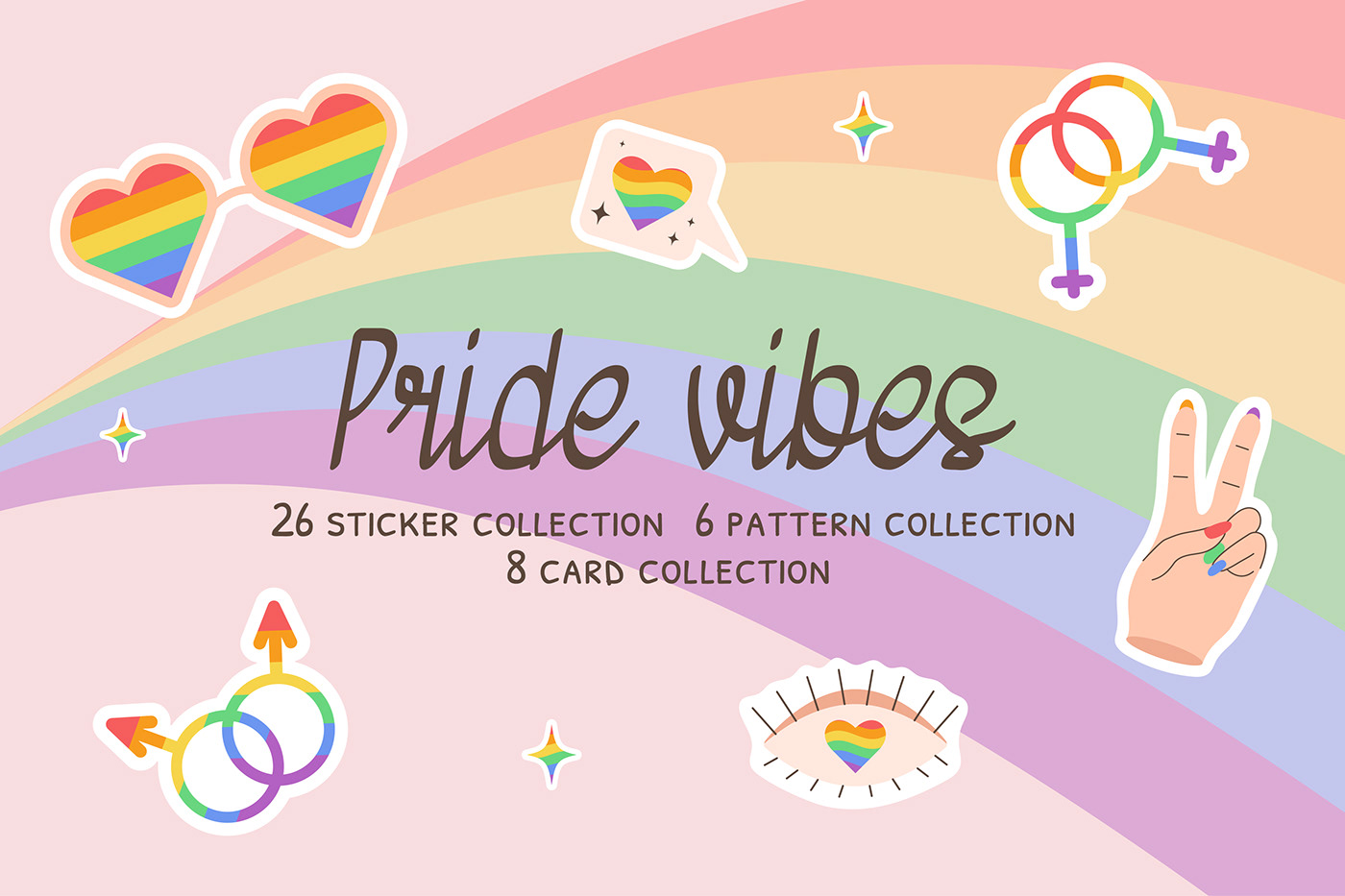 LGBTQ Retro groovy pride queer Love vintage pattern stickers gay