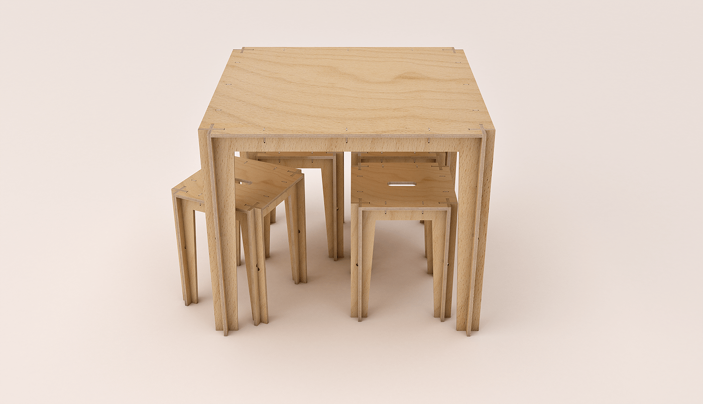 chair CNC technology design furniture plywood stool student student project table zip