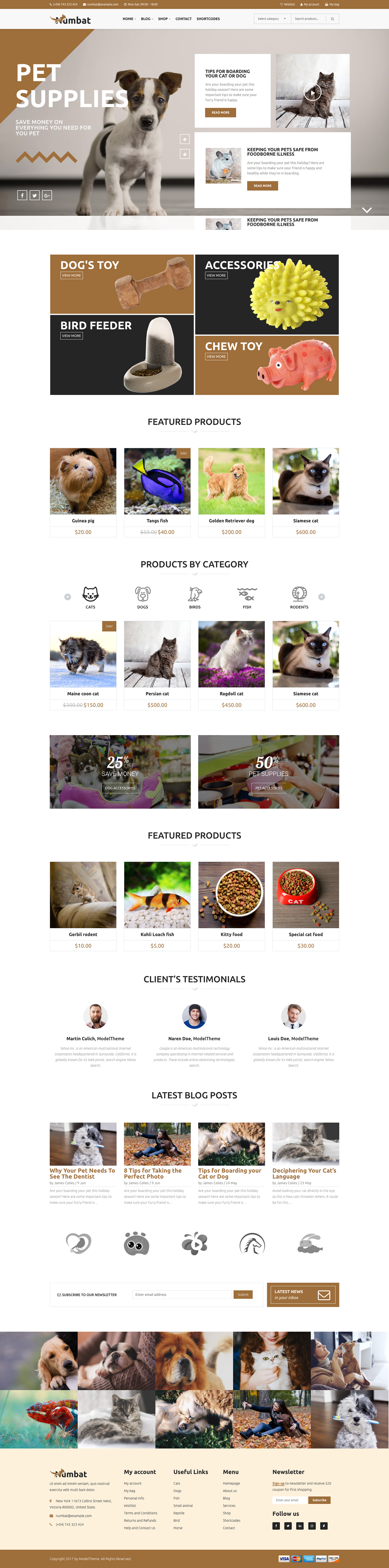 design animals petshop Theme wordpress Web Design  clean shop