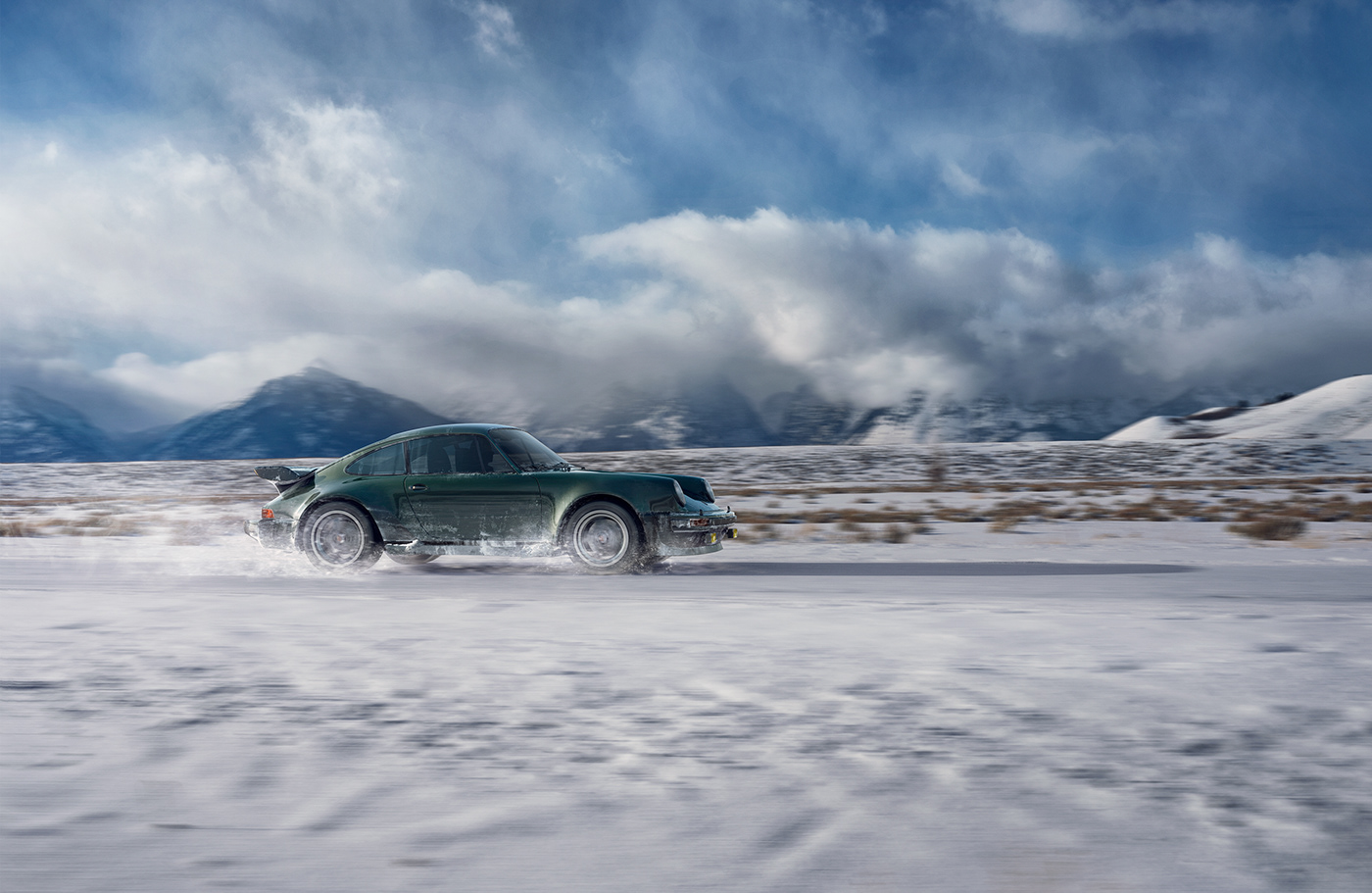 3D 911 turbo CGI Classic Cars Porsche Rocky Mountains snow transportation