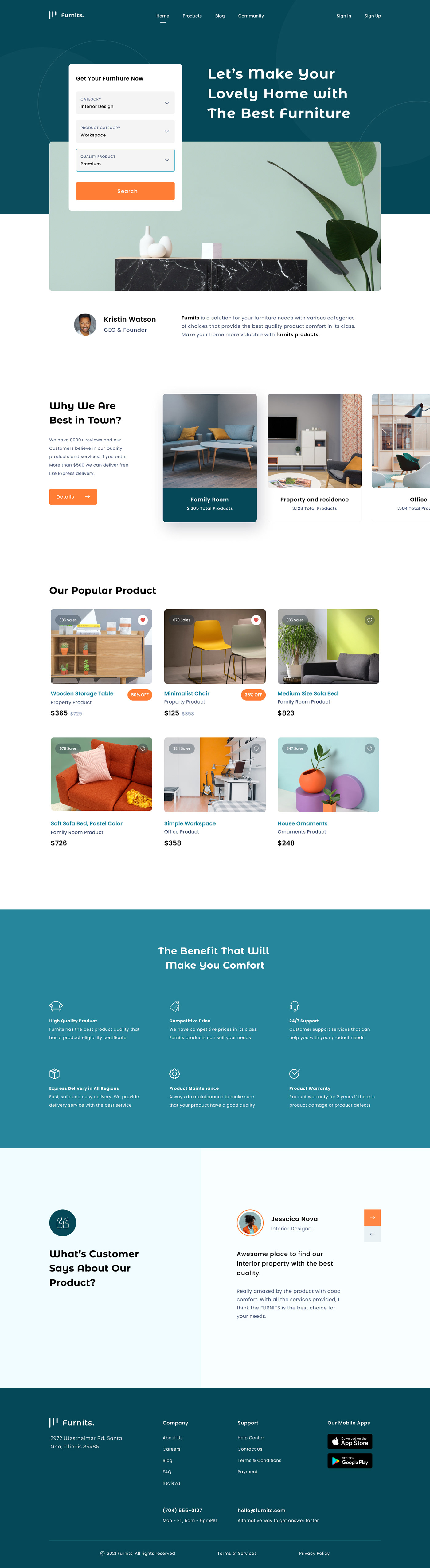 Booking furniture furniture app furnitutre landingpage homepage Interface interior design  landingpage real estate store