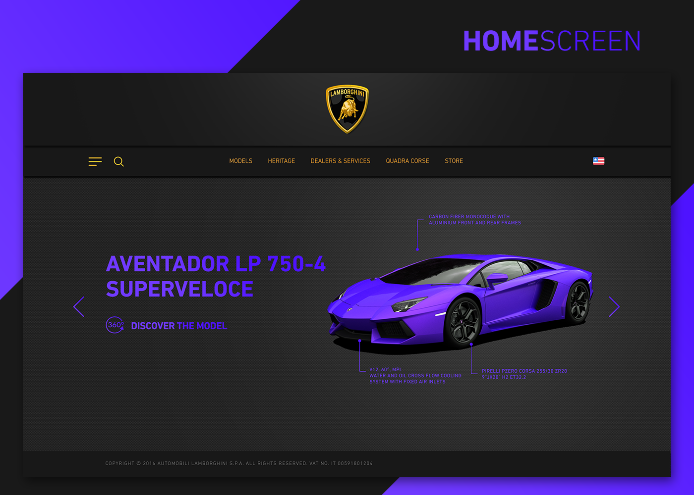 Web design UI ux redesign re-design lamborghini car Cars Website moeslah