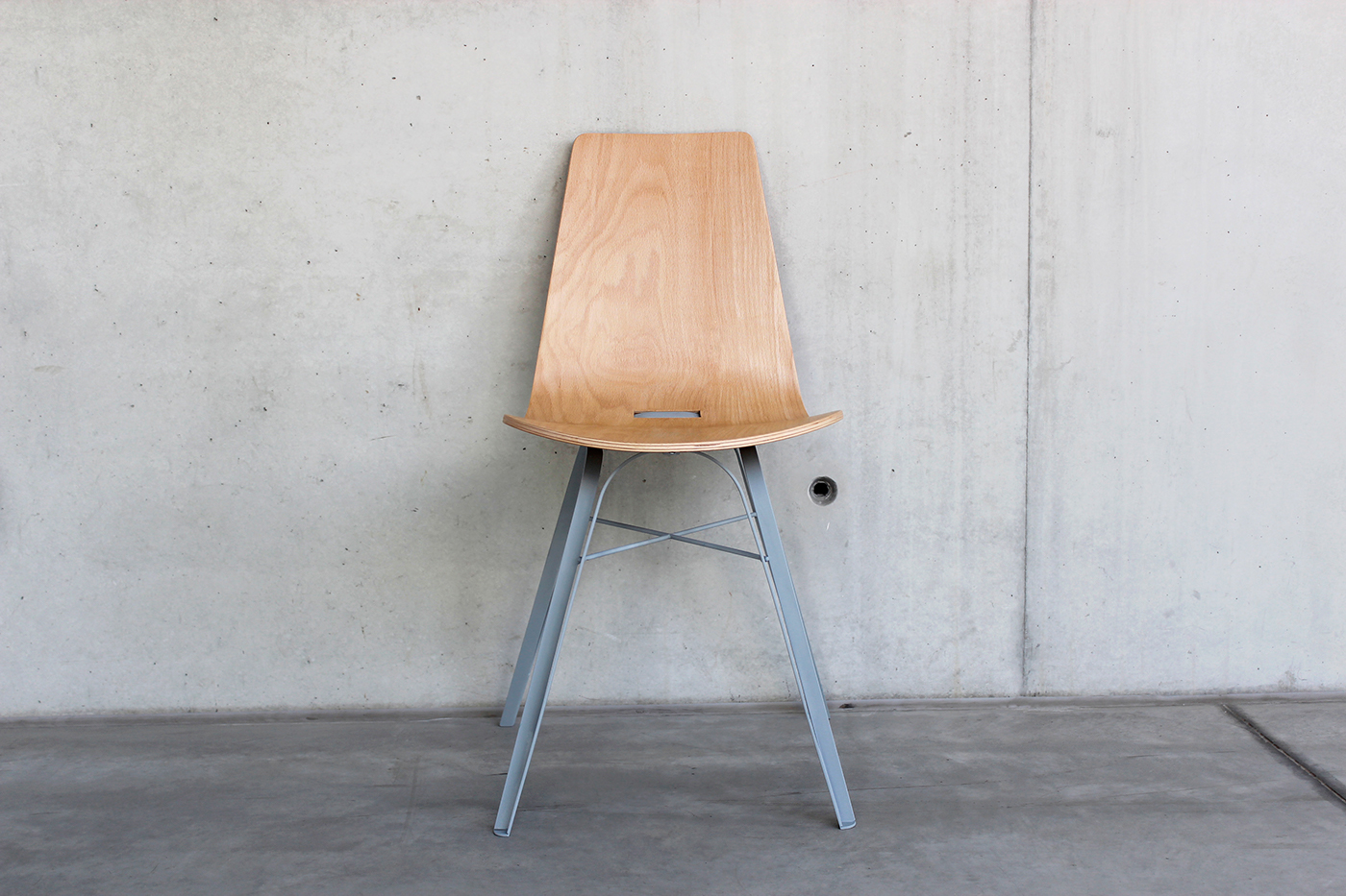 chair plywood steel seat bent soft gray Beech mome schoolproject