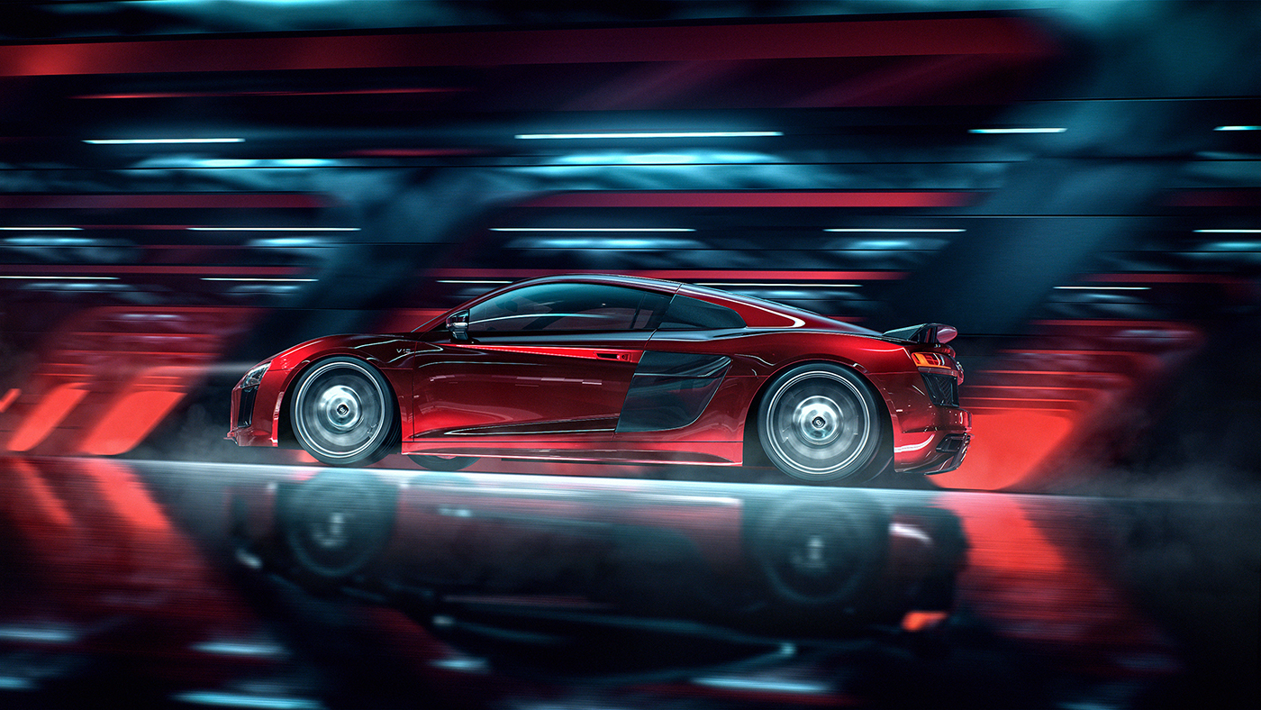 Audi R8 CGI rendering 3D vray automotive   speed
