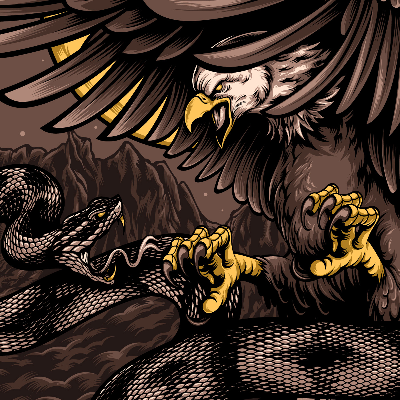 adobeillustrator animals artwork canyon digitalart Drawing  eagle rattlesnake vector vectorart