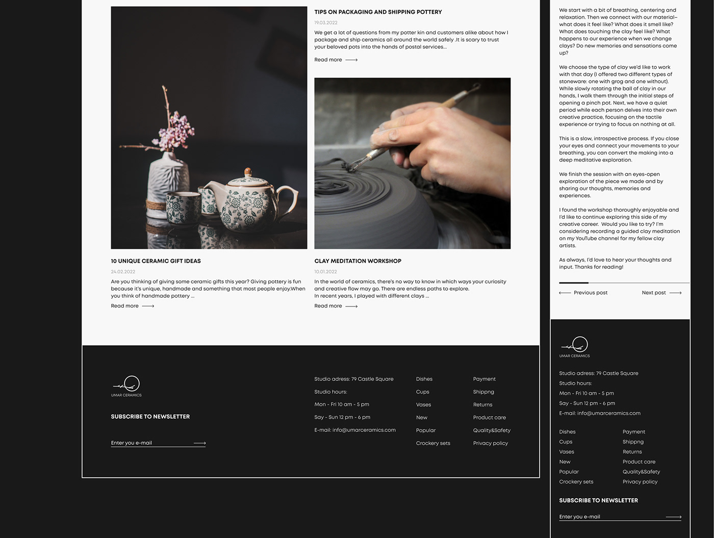 ceramic ceramics  e-commerce online store Pottery ui design UI/UX UX design Web Design  Website