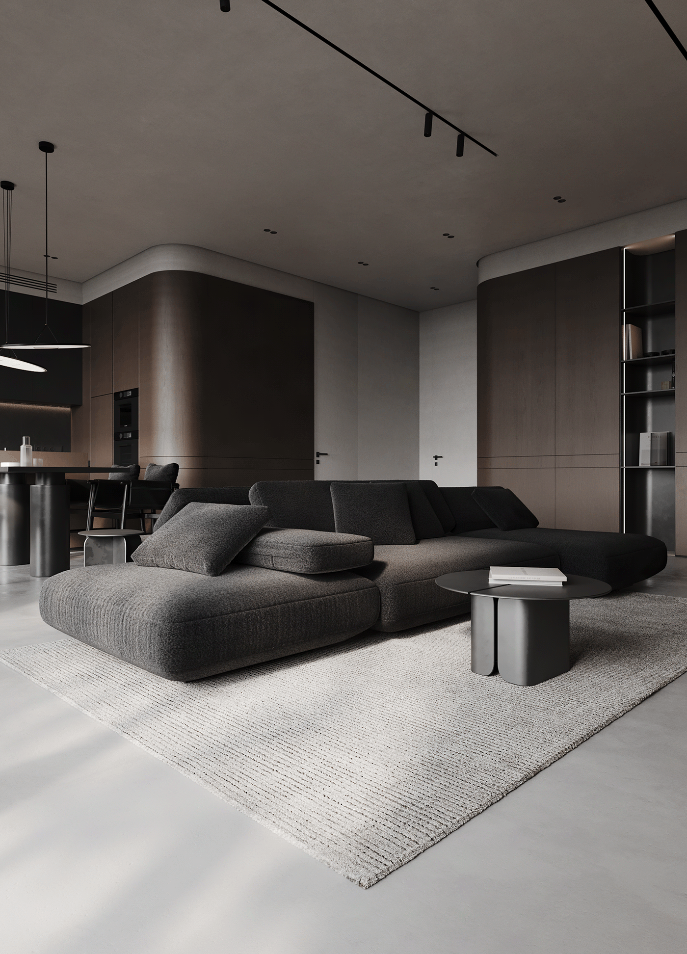 3D 3ds max architecture corona render  interior design  kitchen living room Minimalism Render visualization