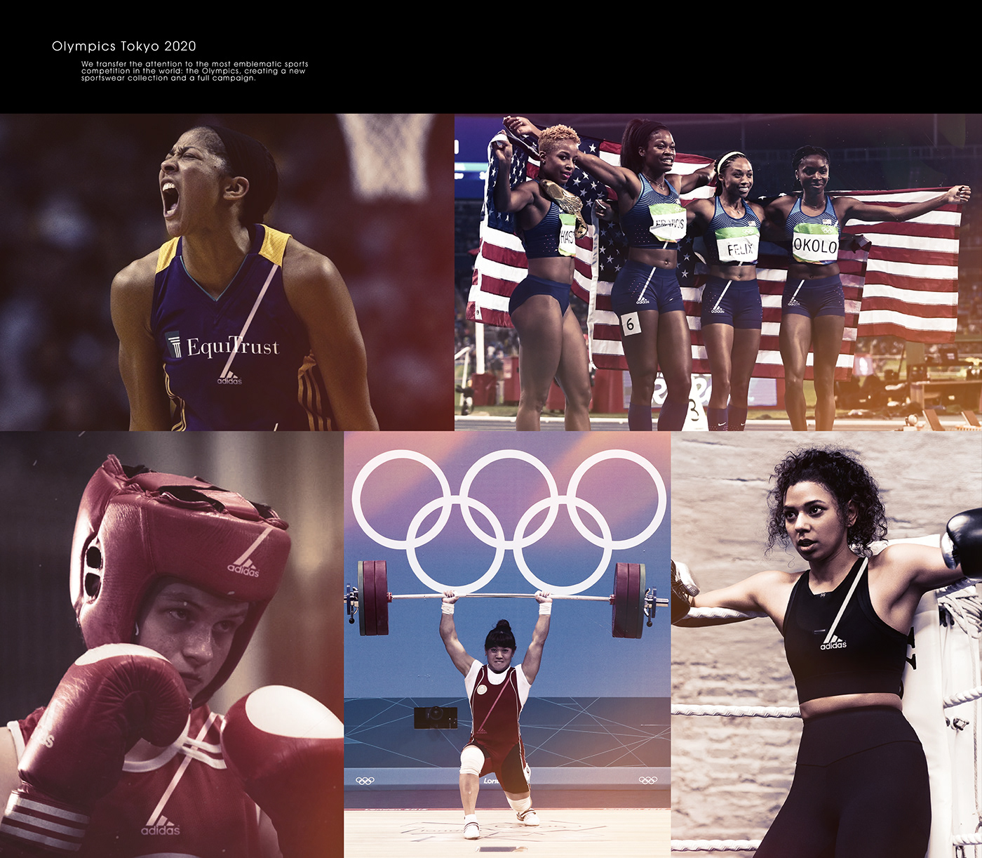 adidas sports woman design Olympics branding  athletes motion graphic D&AD