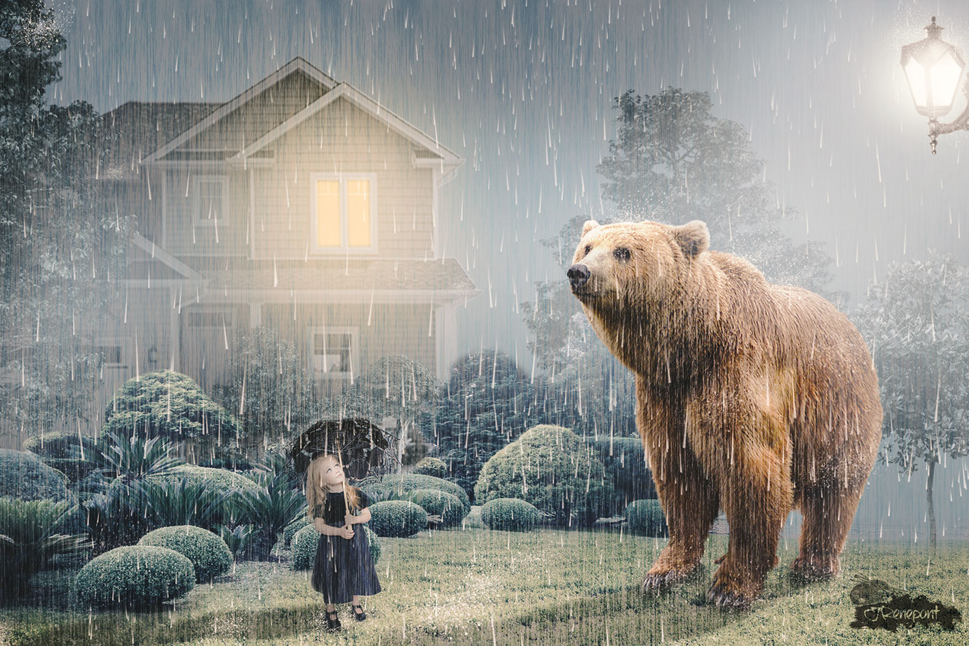 Arte Digitial Arte com urso Arte com criança DEVIANART Manipulação Photoshop