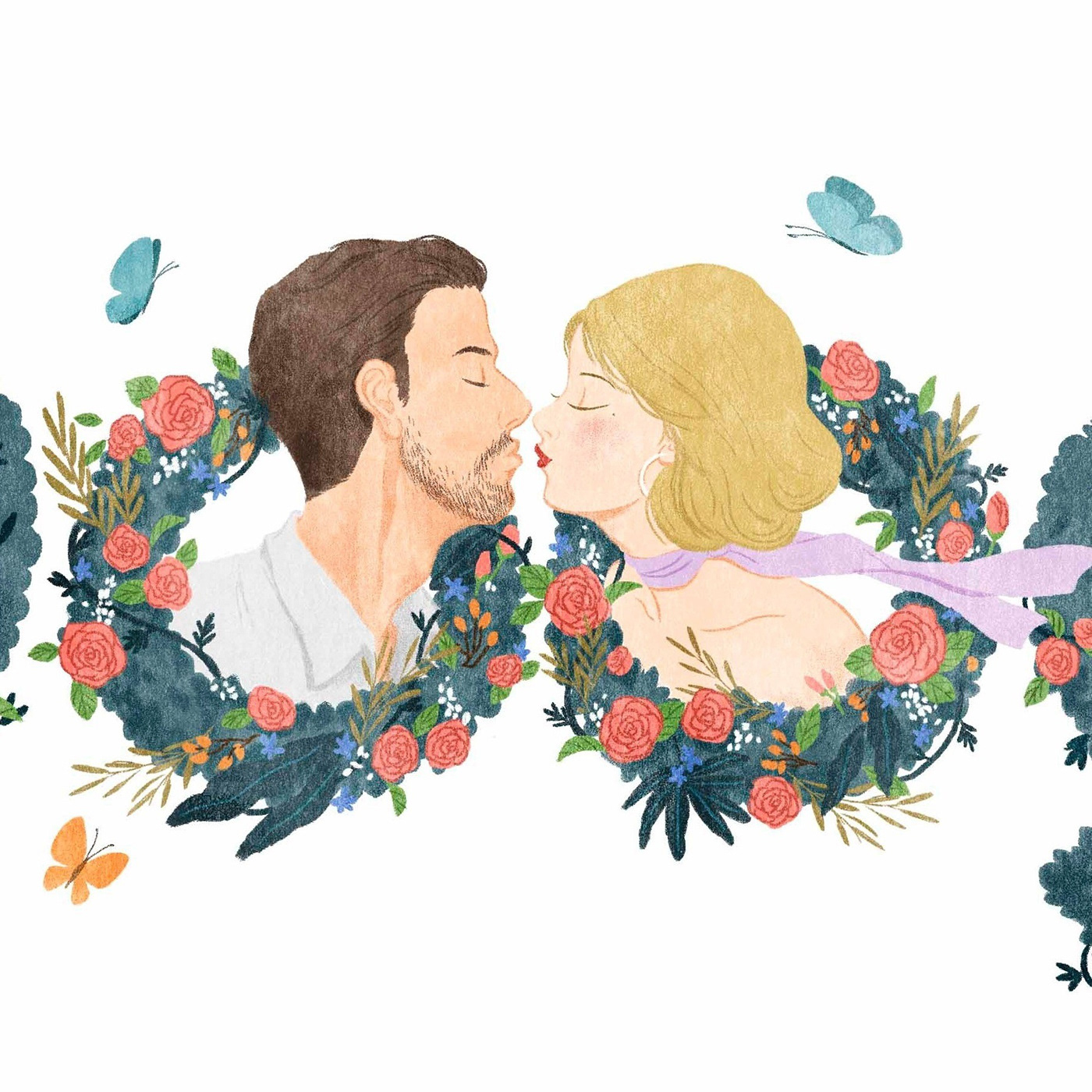logo kiss couple Flowers