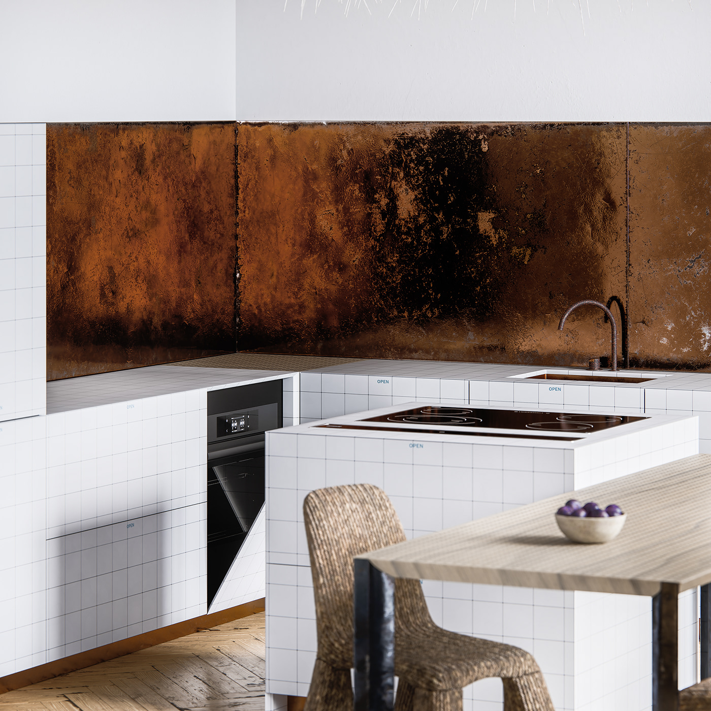 architecture archviz bright design Interior kitchen minimalist modern Render White