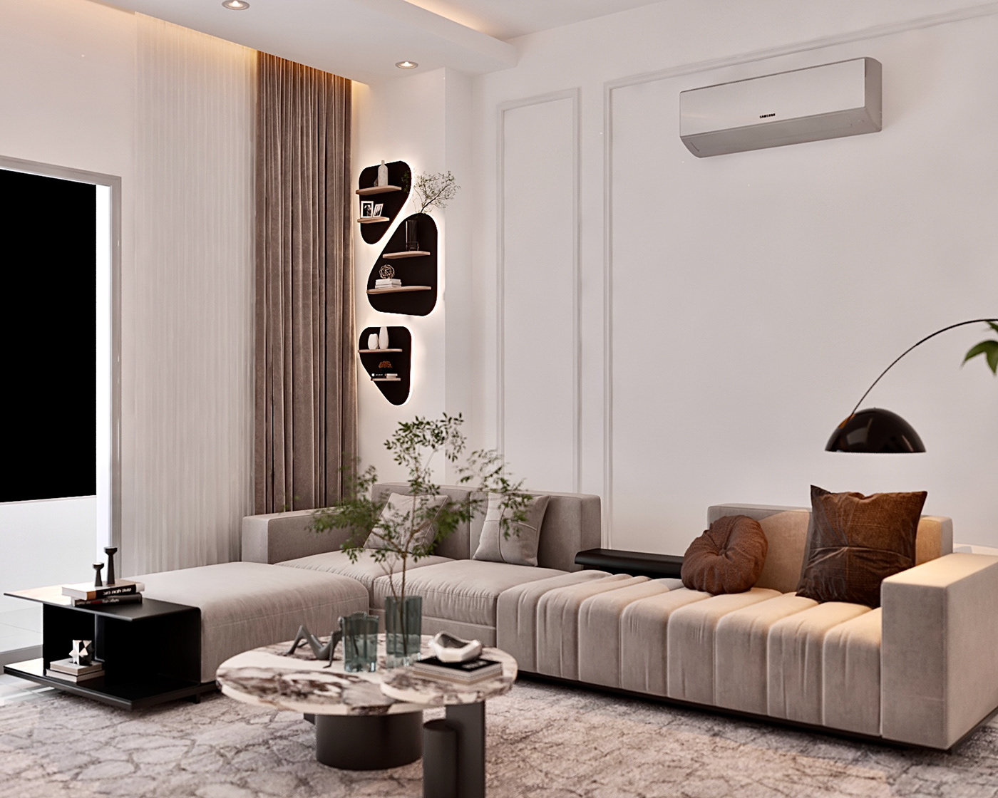 living room interior design  Render 3ds max 3D architecture visualization modern vray