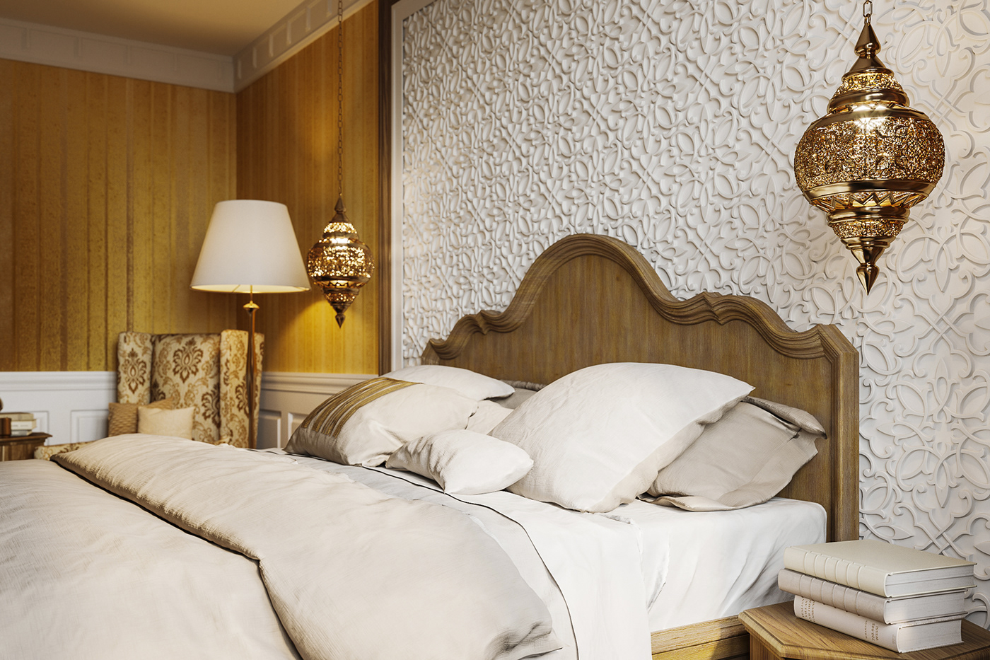3ds max corona render  Applicata bedroom wowdom marroccan style Interior Visualization