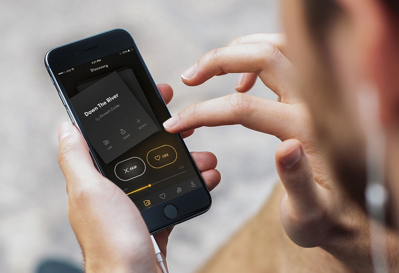 dark theme app design music discovery premiumbeat Shutterstock premium beat