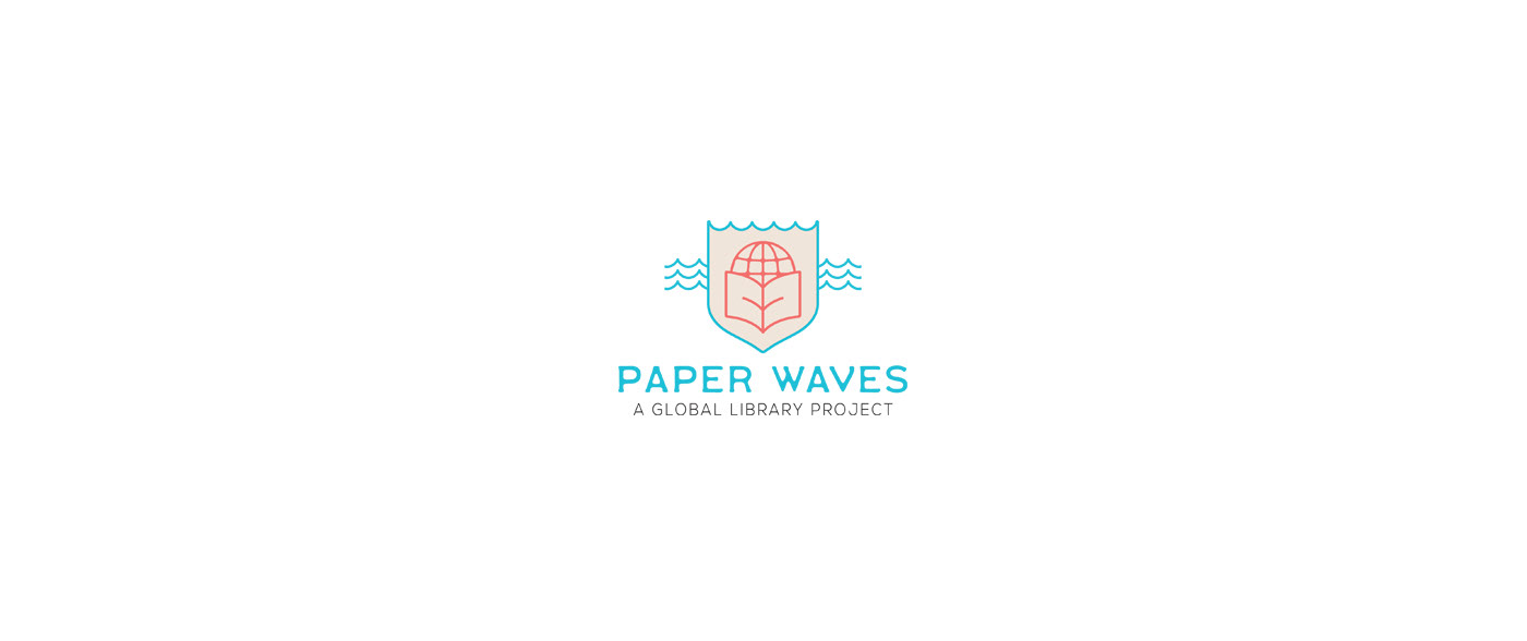 paper waves library books Global coat of arms world logo story crest
