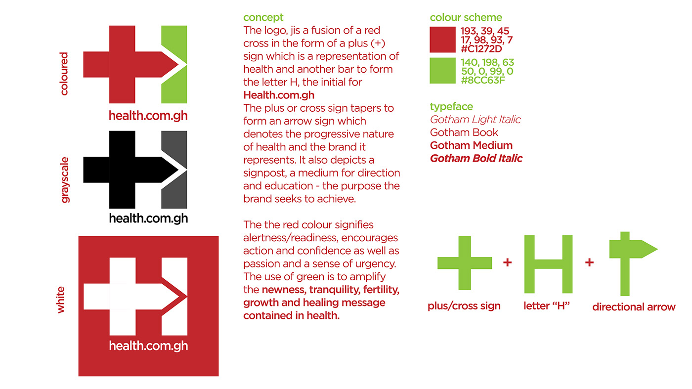 Health Ghana design font logo brand branding  red monogram colours