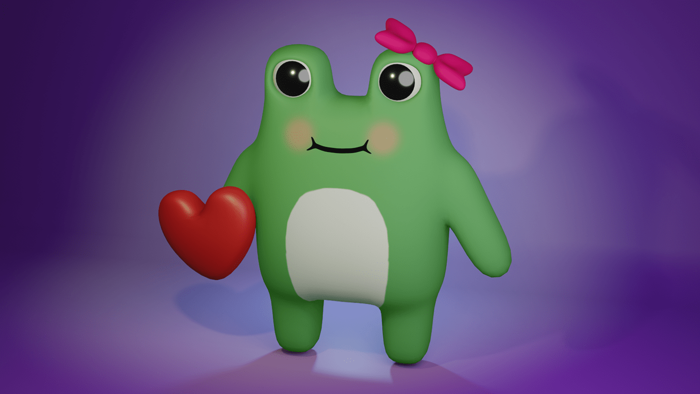 3D design Render digitalart artist frog Valentine's Day Love couple cute