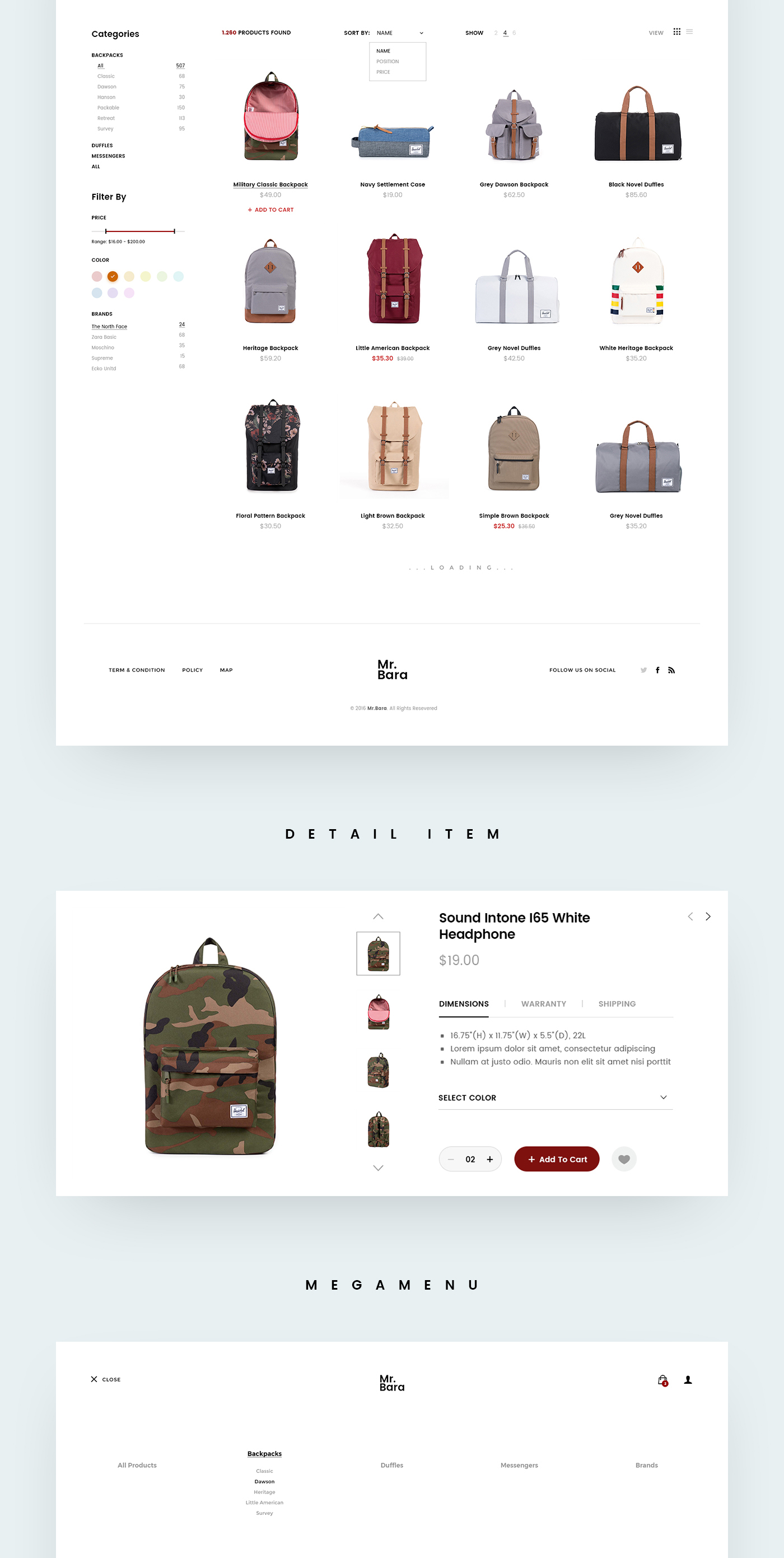 bag backpack shop Theme site Fashion  Ecommerce store minimal clean