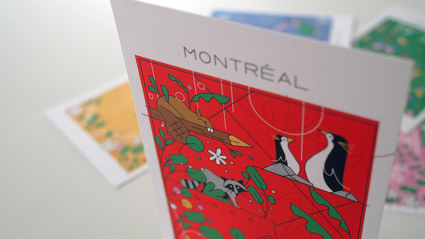 postcard Stationery Montreal city girl greetings planetarium Olympics