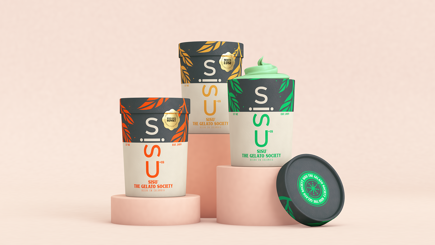 3D brand branding  Gelato helado ice cream logo Packaging