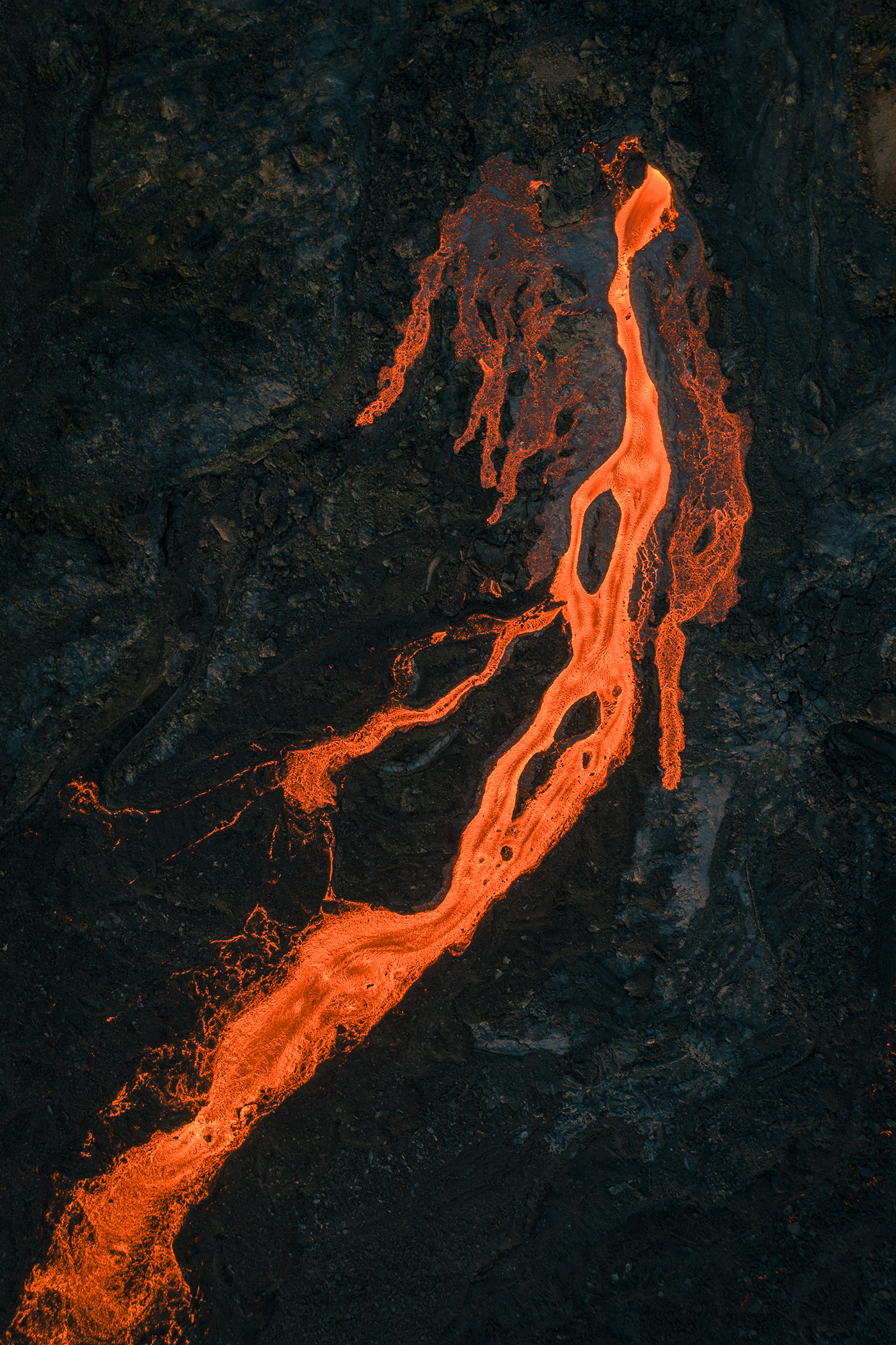Aerial eruption iceland lava long exposure pattern textures volcano