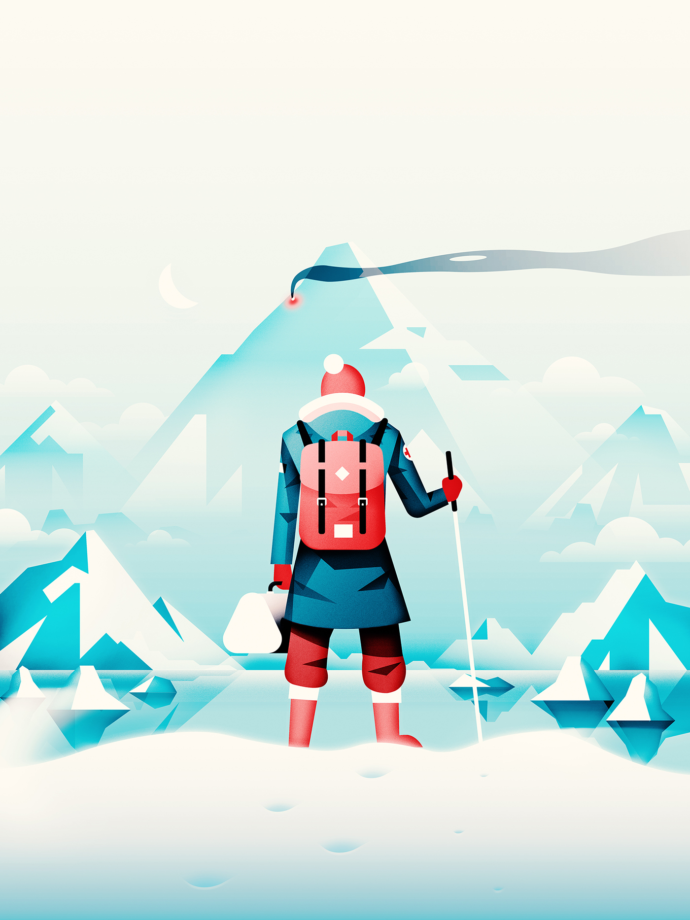 ILLUSTRATION  vector wacom digital art Character mountains design male backpack