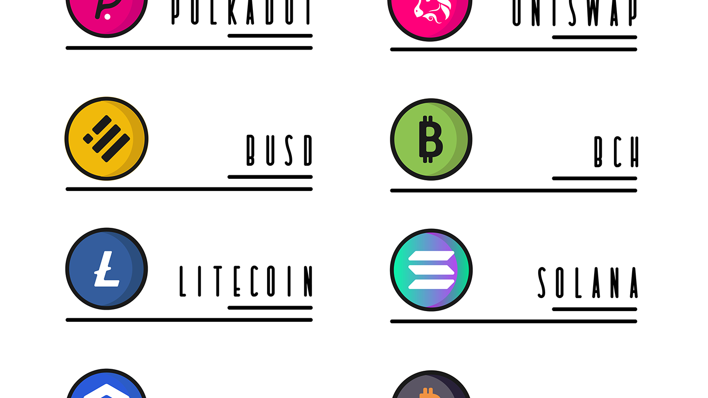 bitcoin BNB crypto cryptocurreny etherium exchange Icon Illustrator