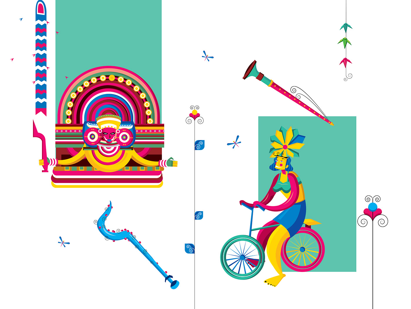 kerala tourism brochure design branding  ILLUSTRATION  Character design  digital illustration festival kerala artwork characterdesign