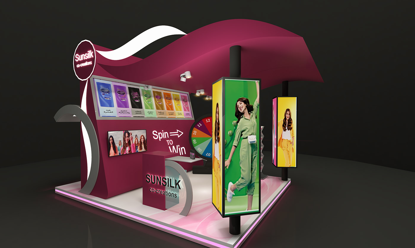 3d modeling booth design Exhibition Design  photoshop Render Sunsilk visualization vray render