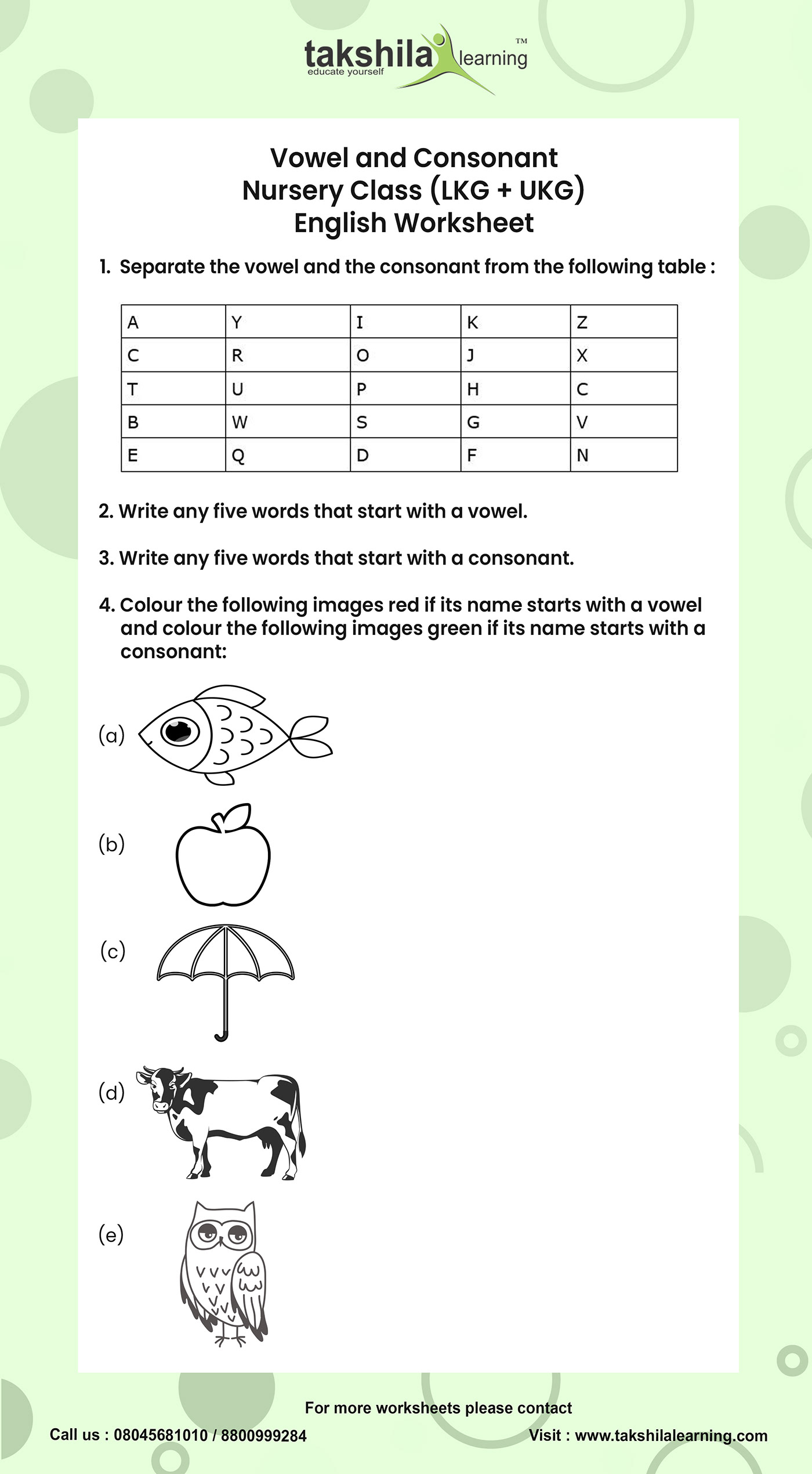 Consonants english English School Nursery classes text Vowel vowels