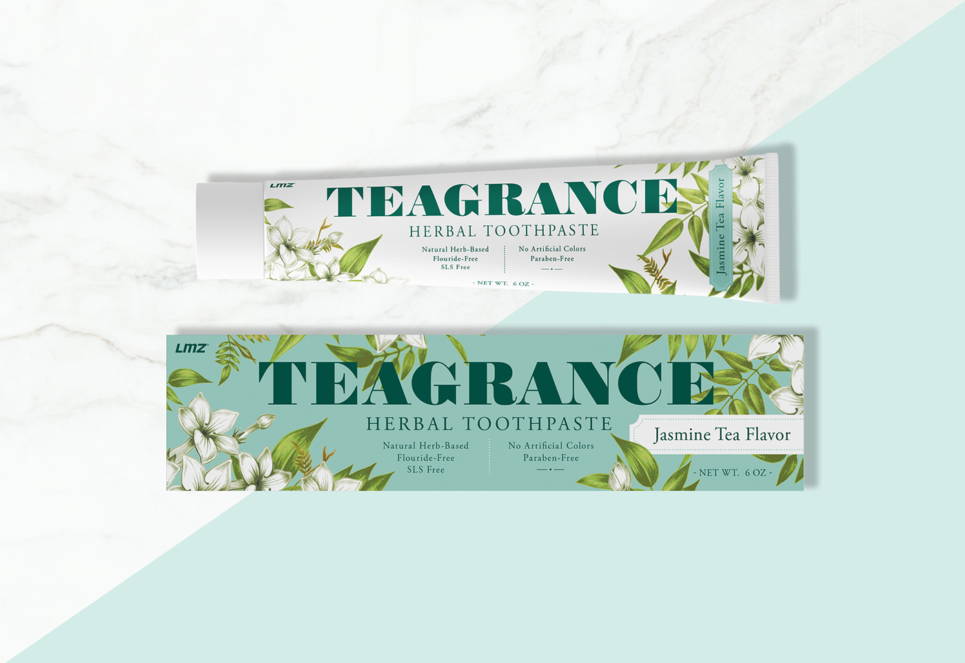 toothpaste box herbal natural Jasmine tea fresh