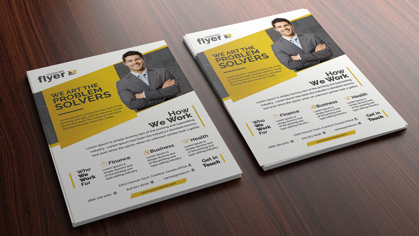 corporate flyer business flyer creative design awesome template print clean White gray