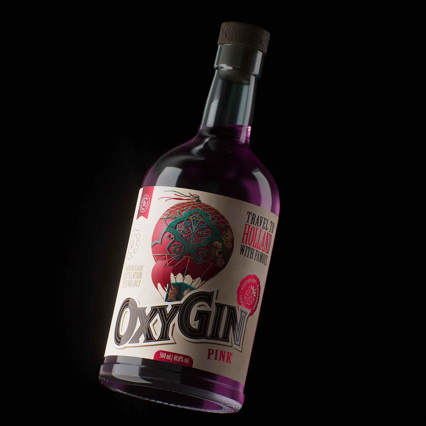 3D alcohol bottle branding  gin ILLUSTRATION  package packaging design STEAMPUNK