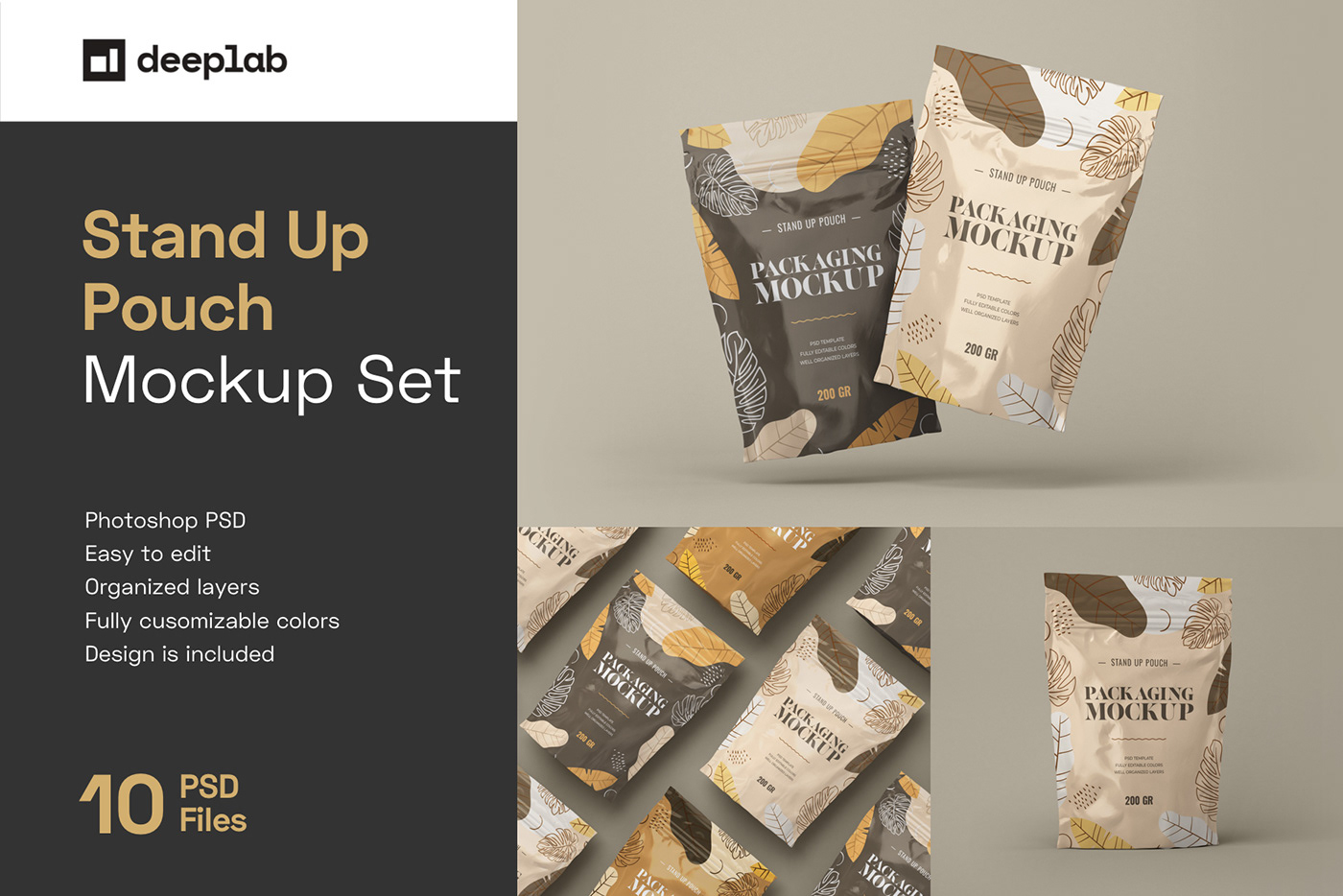 bag Coffee Label Mockup Packaging pouch powder product Wrap free