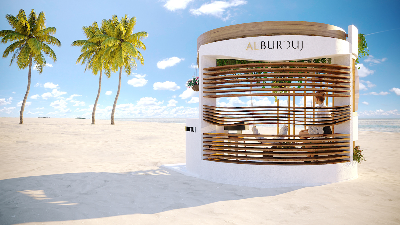cgp booth beach Display art activation capital group properties 3dmax summer realstate
