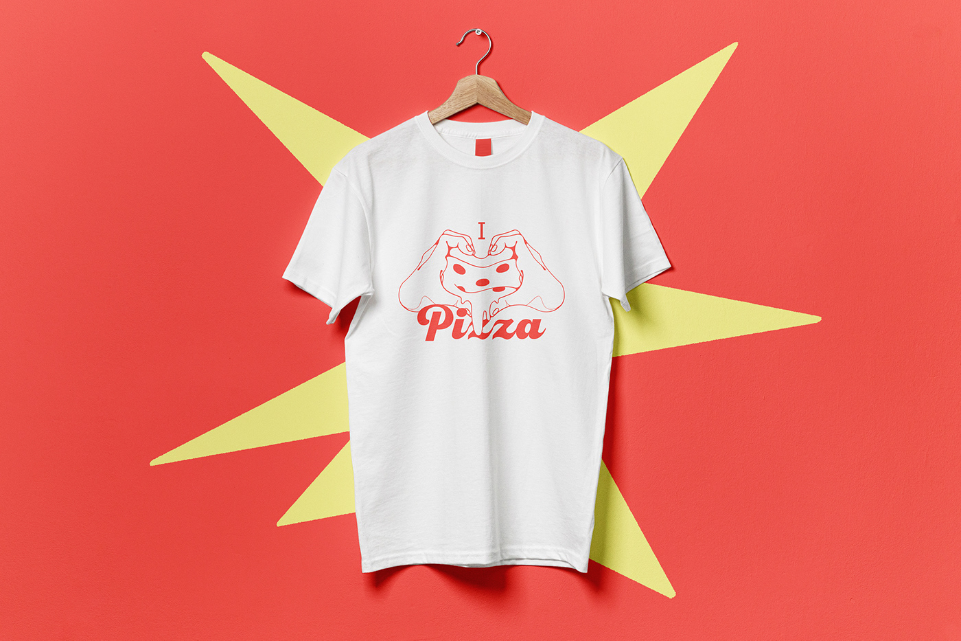 Illustration of a shirt print for a pizza brand