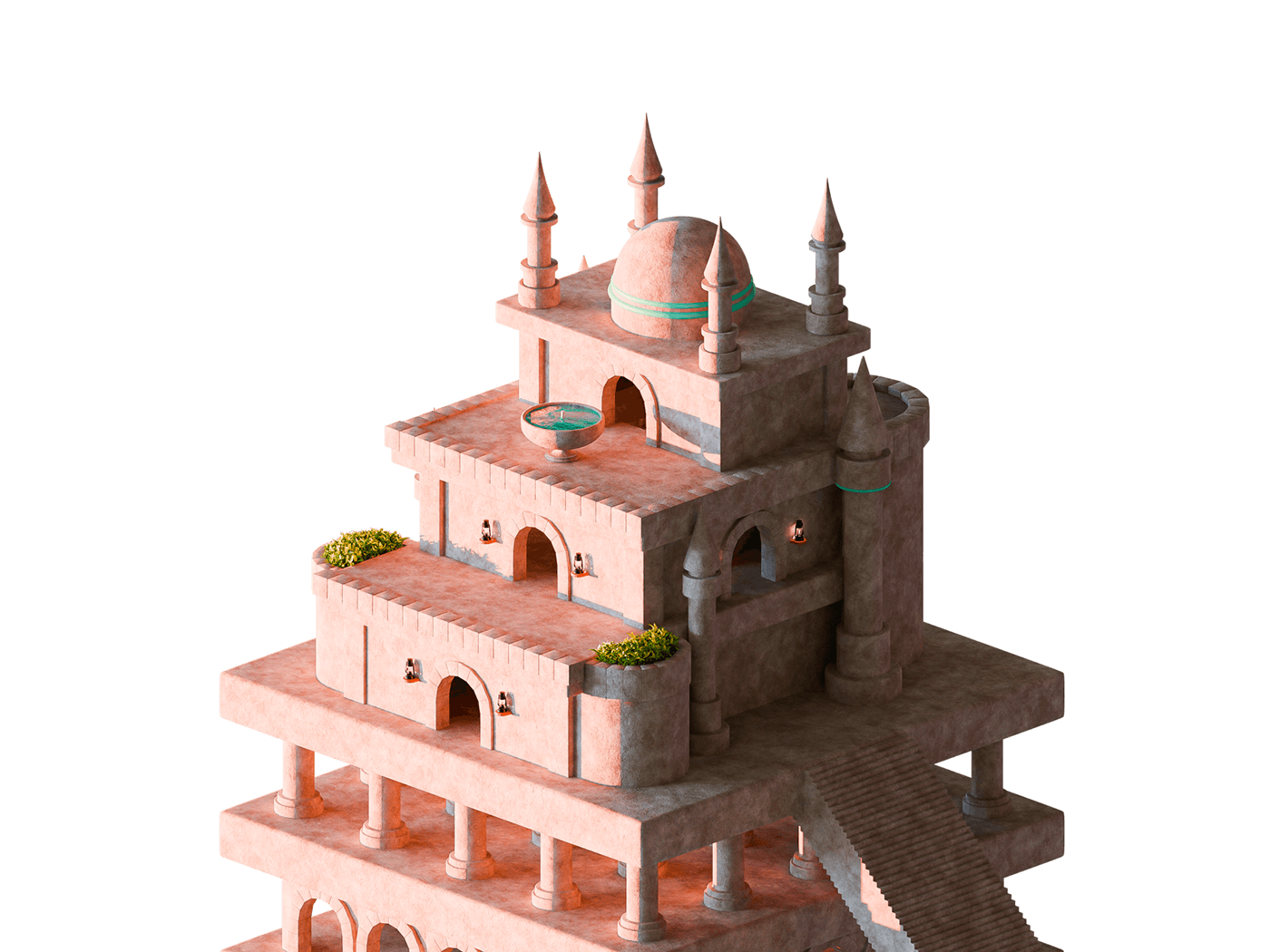 scarlet mosque architecture visualization 3D 3D illustration Digital Art  Render red poster