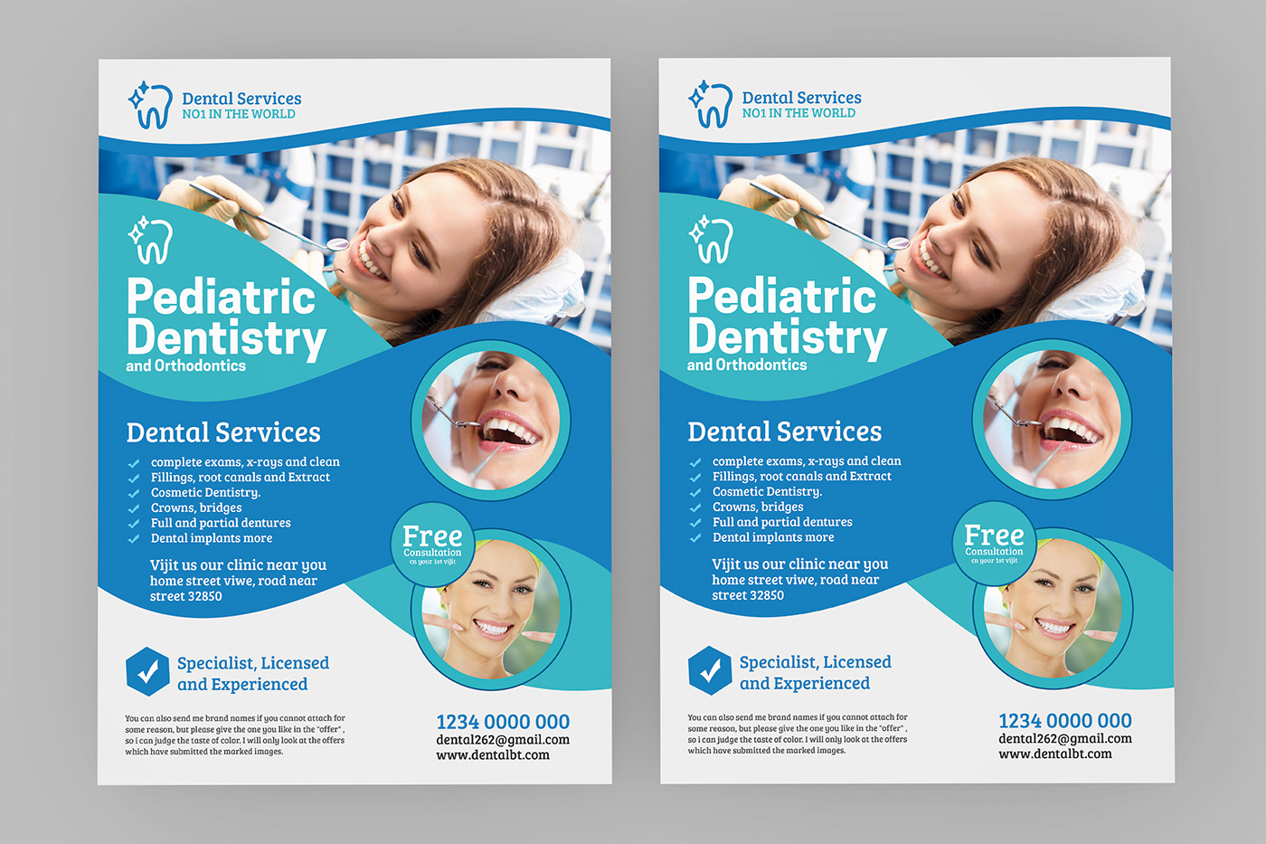 blue business circle classy clean corporate dental dentist doctor flyer