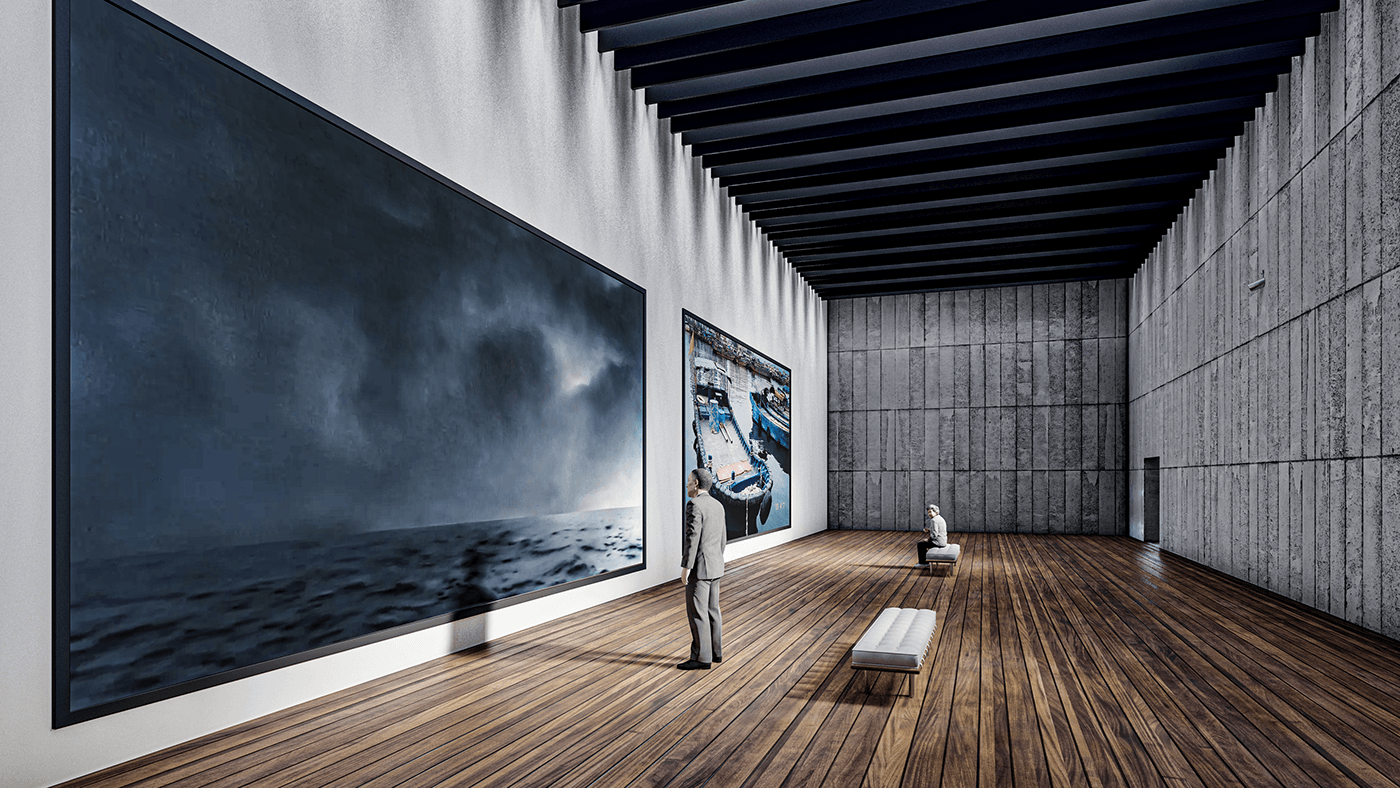 Corten steel maritime museum futuristic architecture visualization