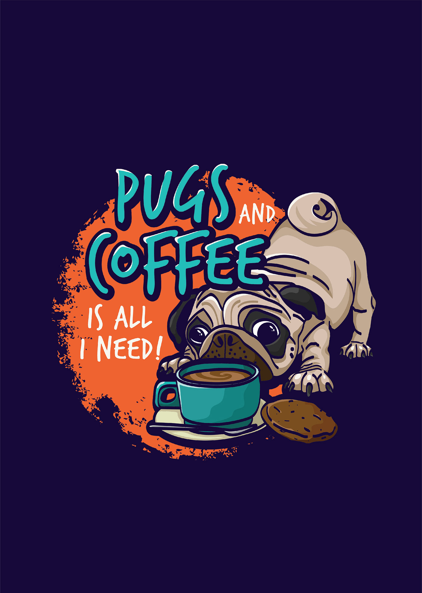 Coffee pugs vector Vector Illustration adobe illustrator Tshirt Design Clothing apparel tshirt streetwear