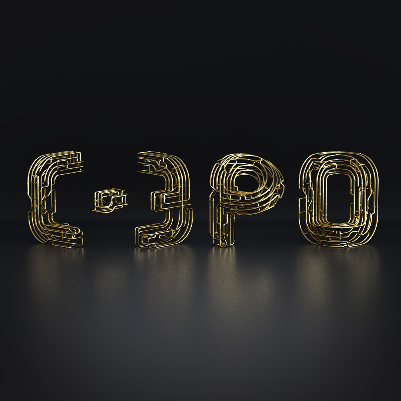 typography   design star wars 3D typography type copper Pypes  